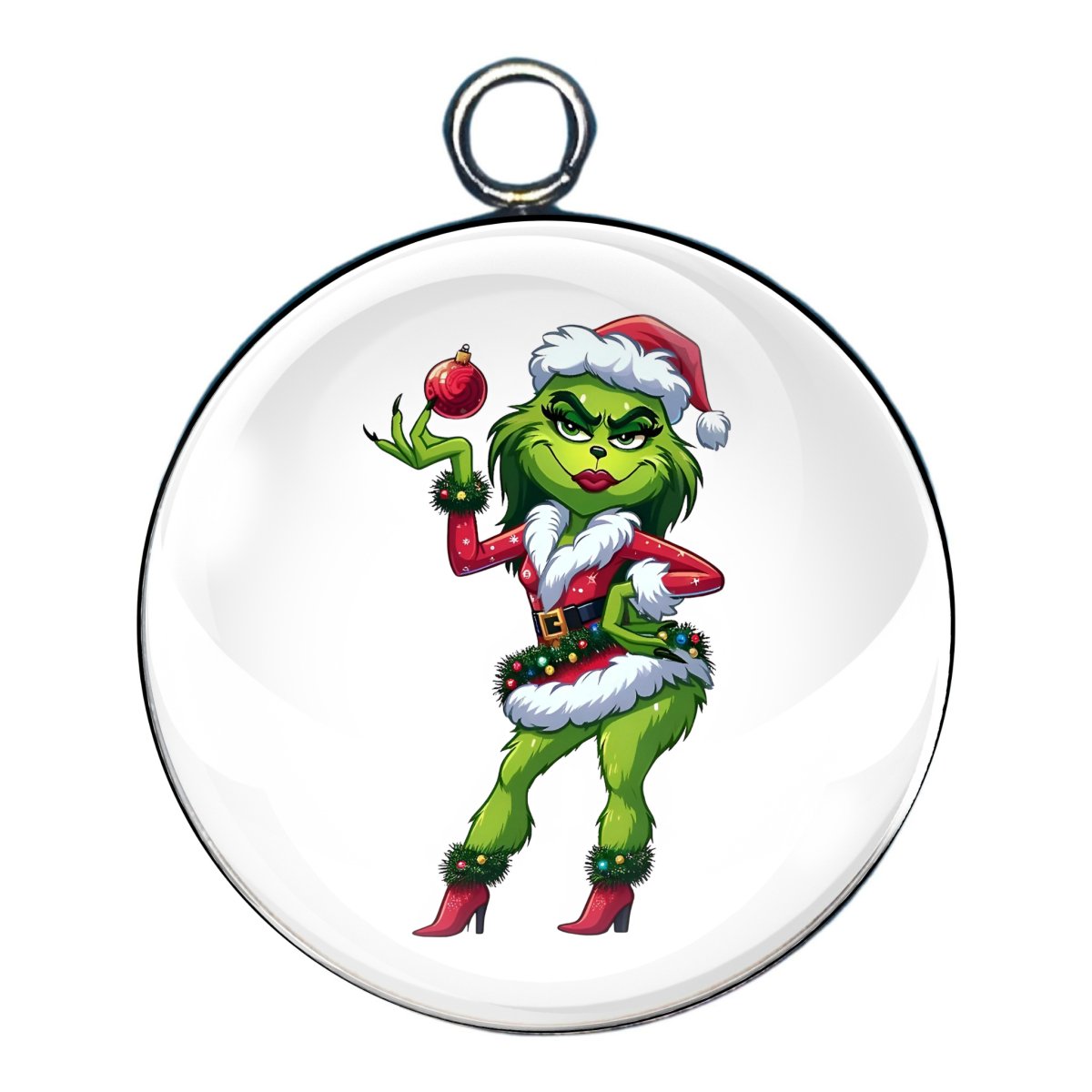 Sassy Grinch Charms, Mrs Grinch Glass Cabochon Charms