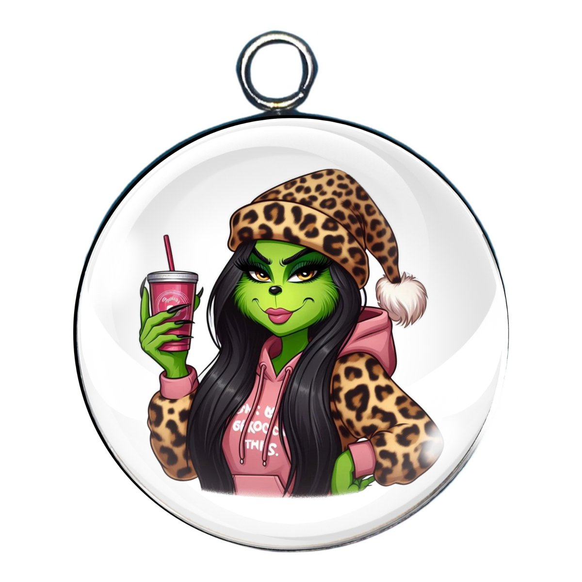 Sassy Grinch Charms, Mrs Grinch Glass Cabochon Charms