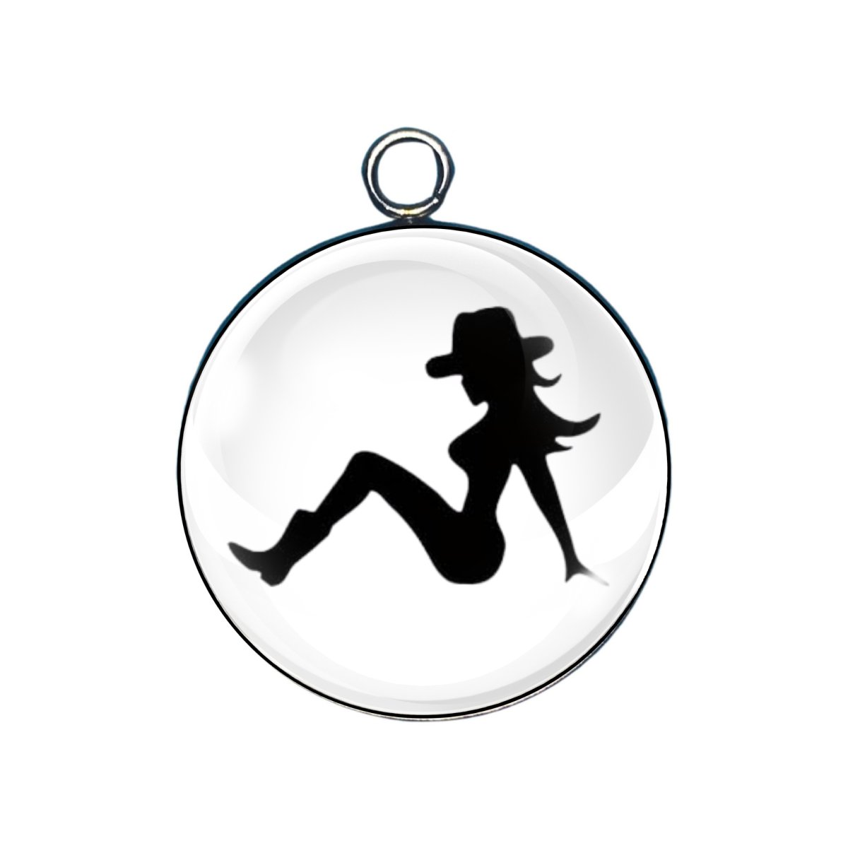 sexy trucker girl glass cabochon charm