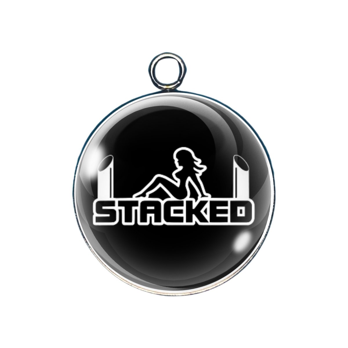 sexy trucker girl glass cabochon charm