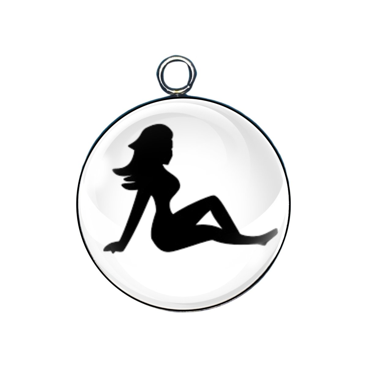sexy trucker girl glass cabochon charm