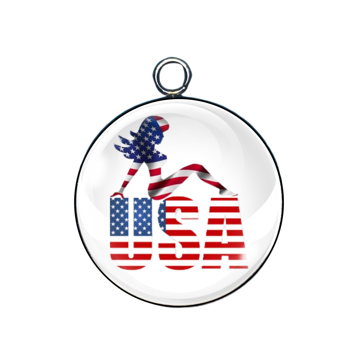 sexy trucker girl glass cabochon charm