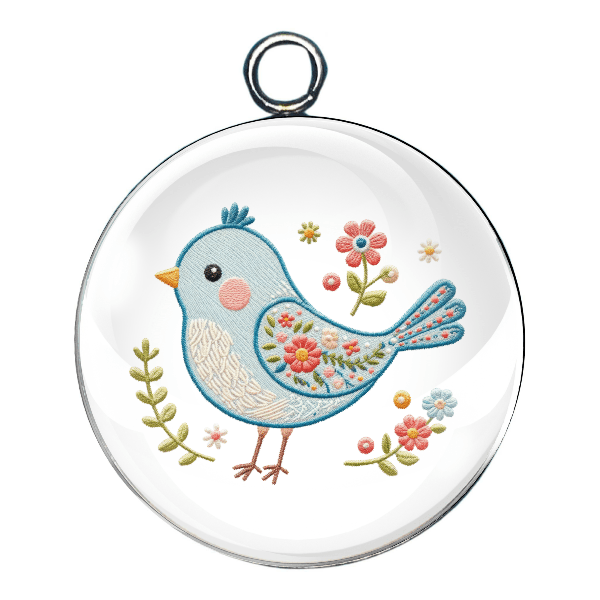 shabby chic easter bird glass cabochon charm