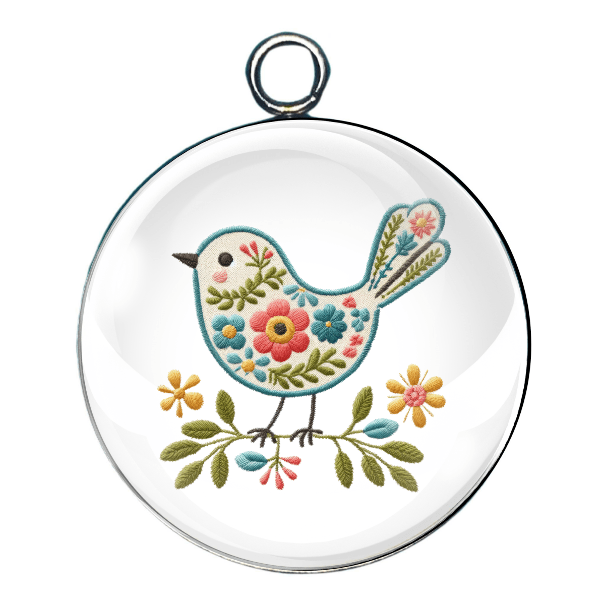 shabby chic easter bird glass cabochon charm