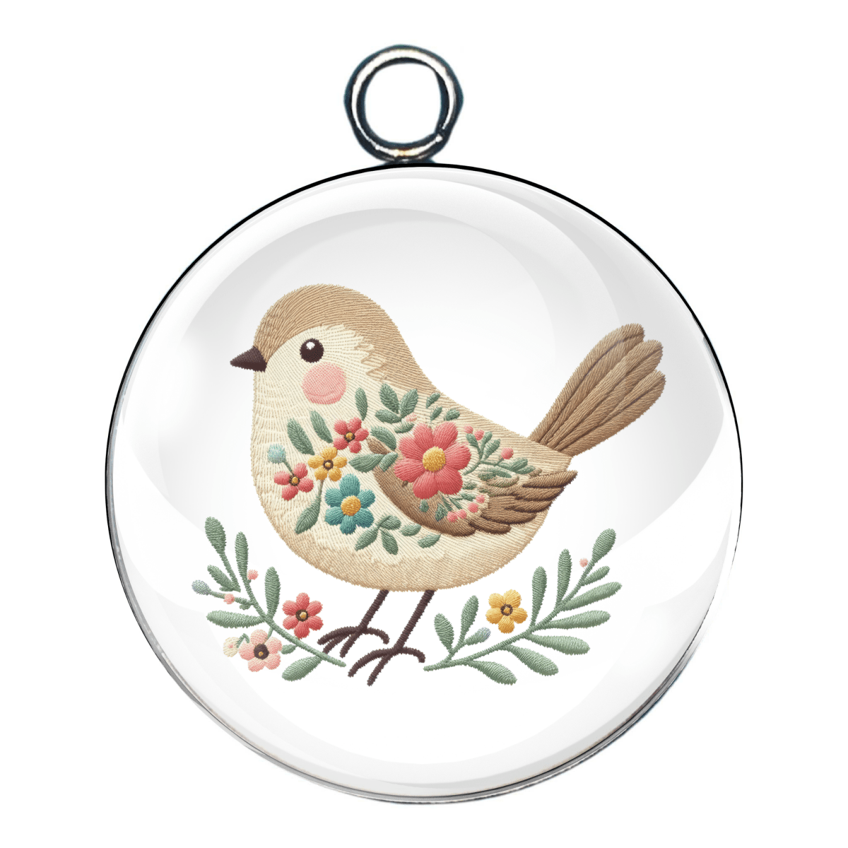 shabby chic easter bird glass cabochon charm