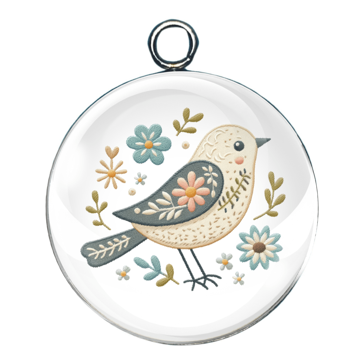 shabby chic easter bird glass cabochon charm