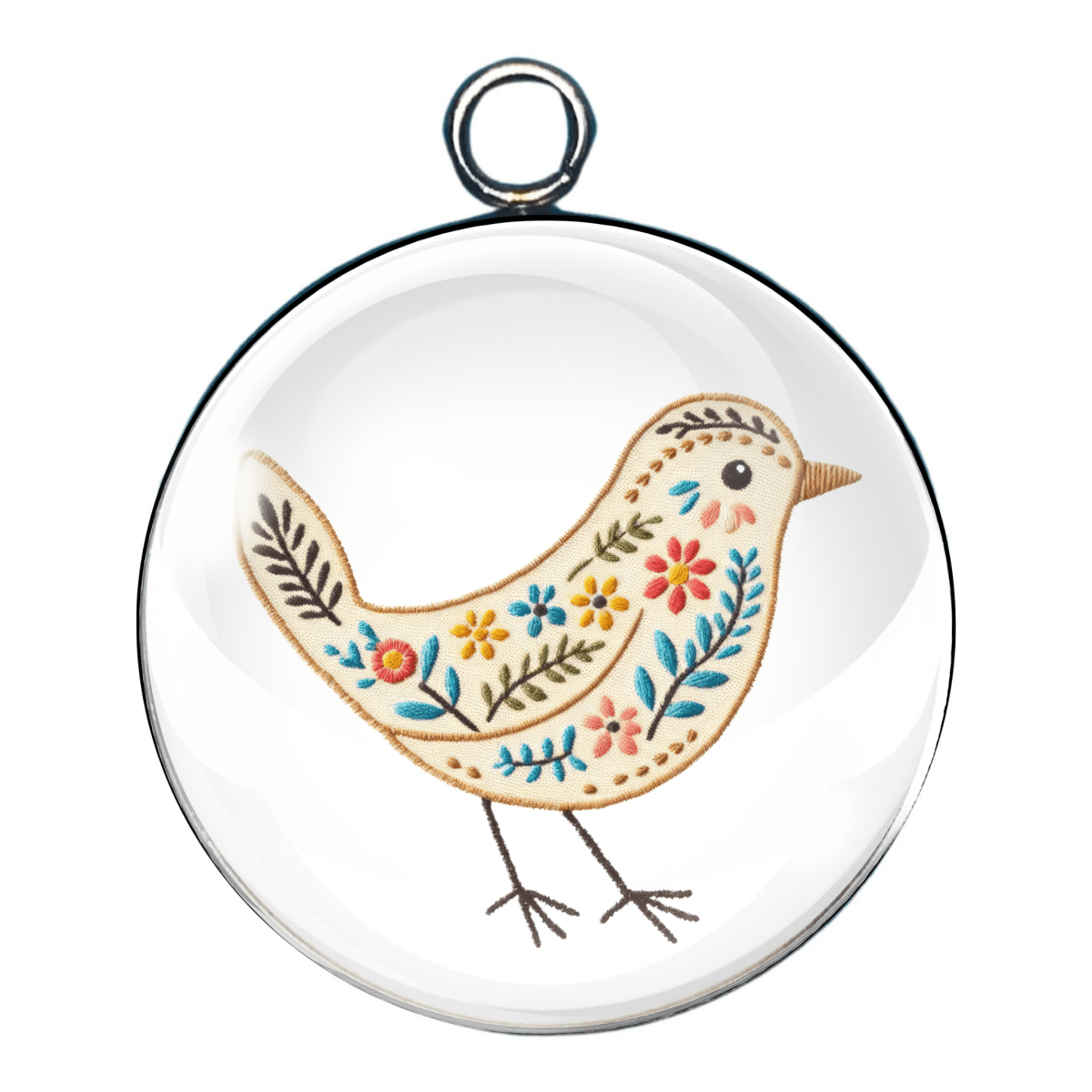 shabby chic easter bird glass cabochon charm