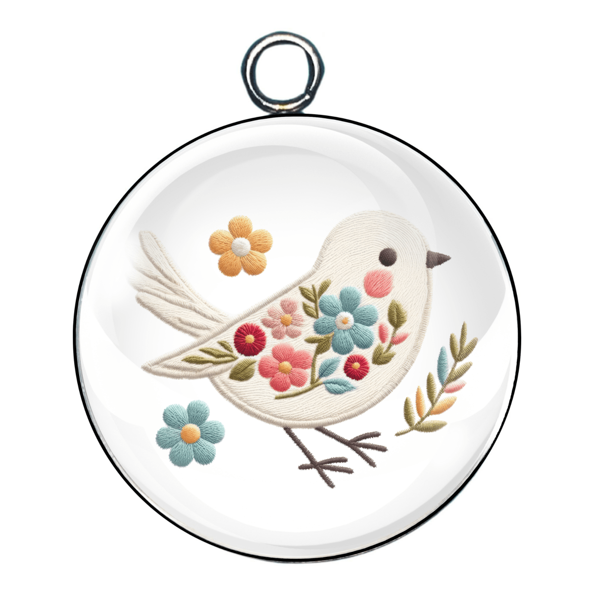 shabby chic easter bird glass cabochon charm