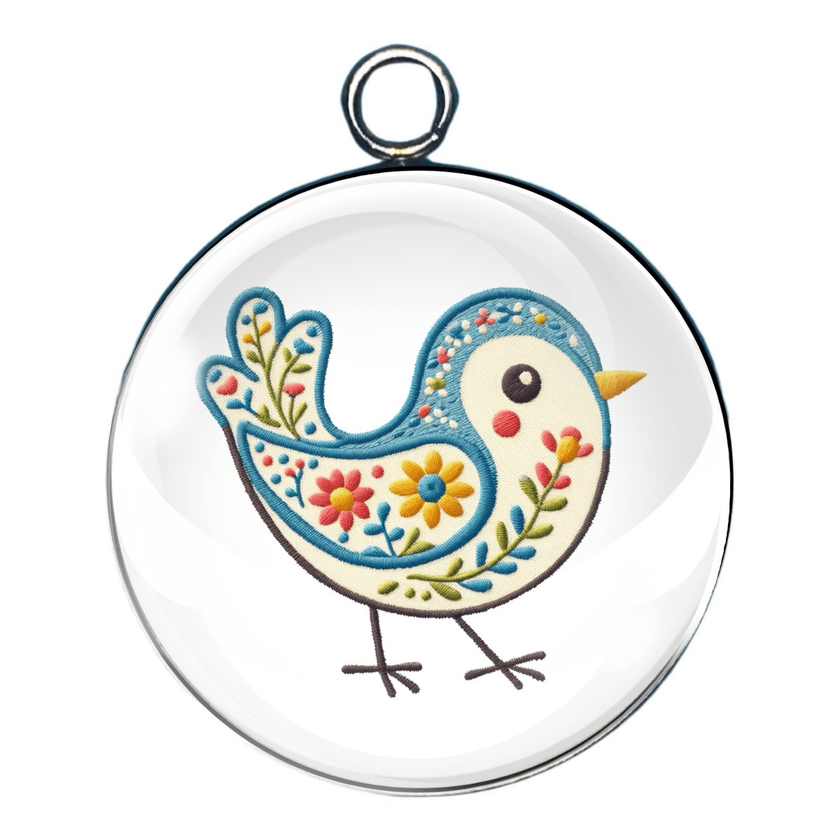 shabby chic easter bird glass cabochon charm