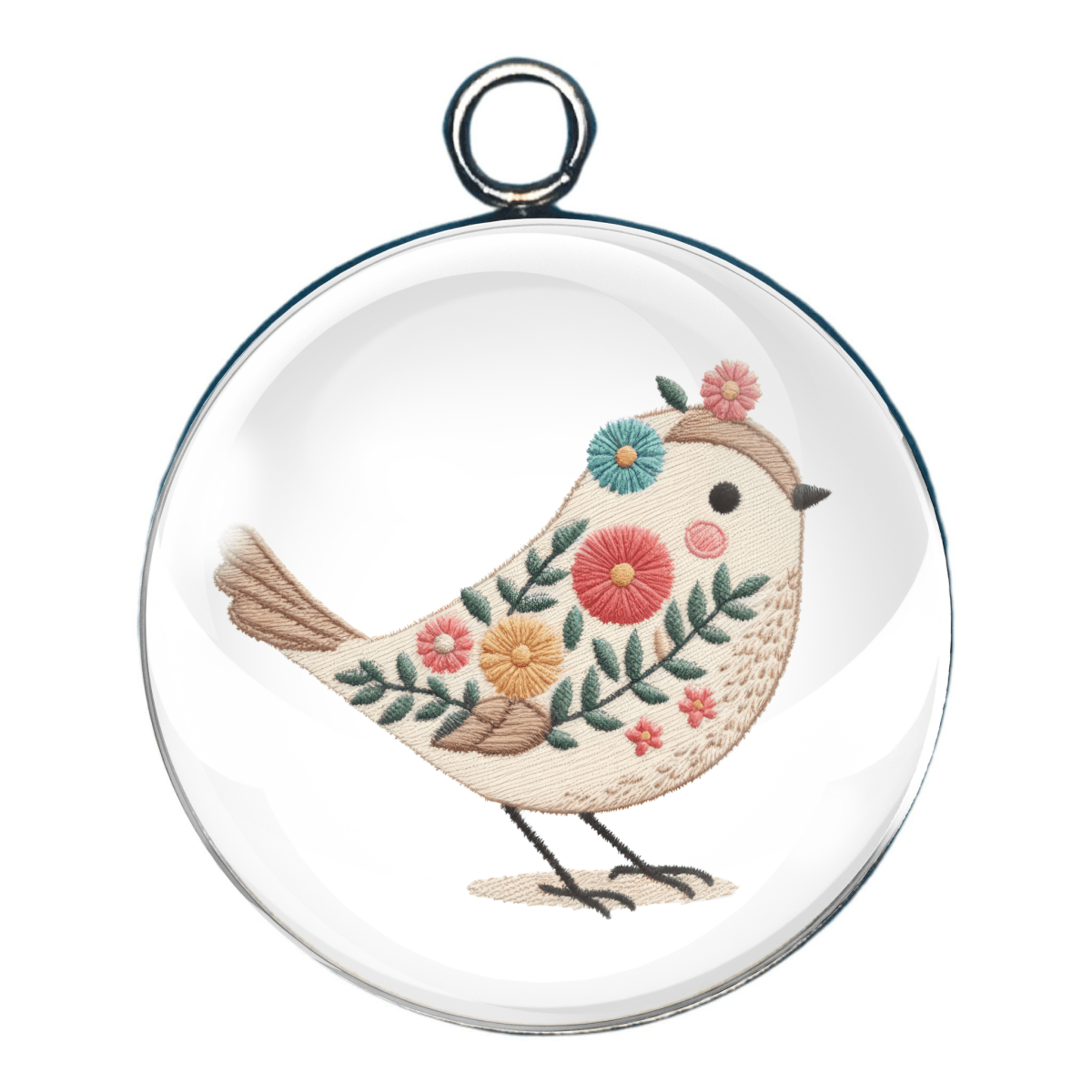 Shabby Chic Easter Bird Glass Cabochon Charms
