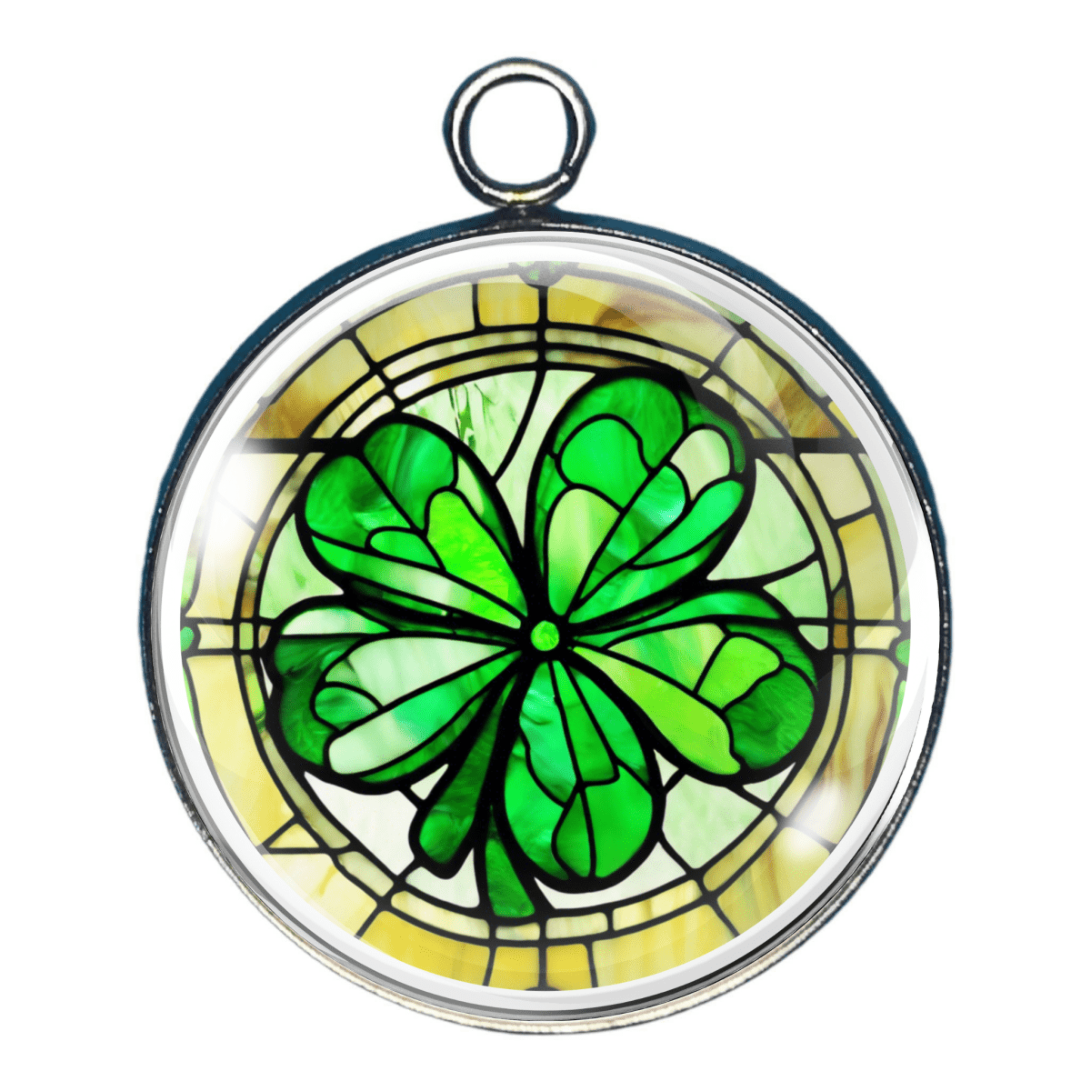 Shamrock / 4 Leaf Clover Glass Cabochon Charms