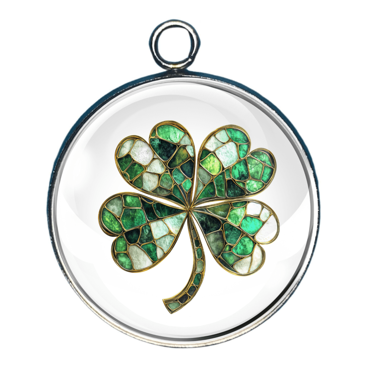 Shamrock / 4 Leaf Clover Glass Cabochon Charms