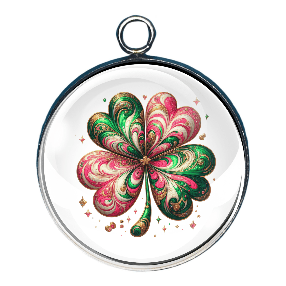 Shamrock / 4 Leaf Clover Glass Cabochon Charms