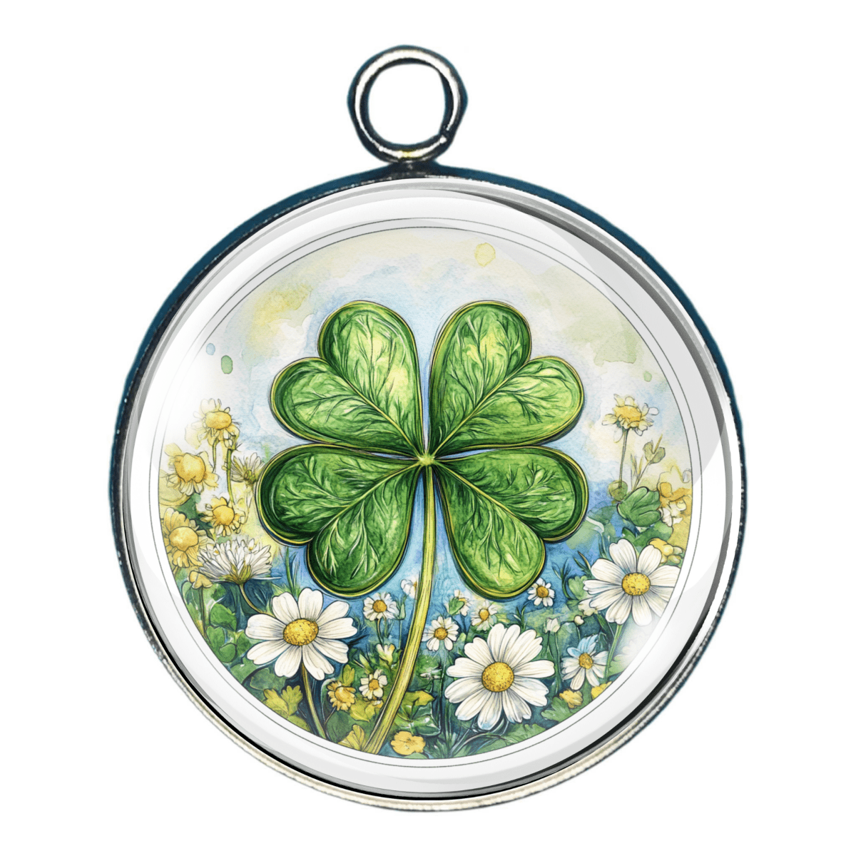 Shamrock / 4 Leaf Clover Glass Cabochon Charms