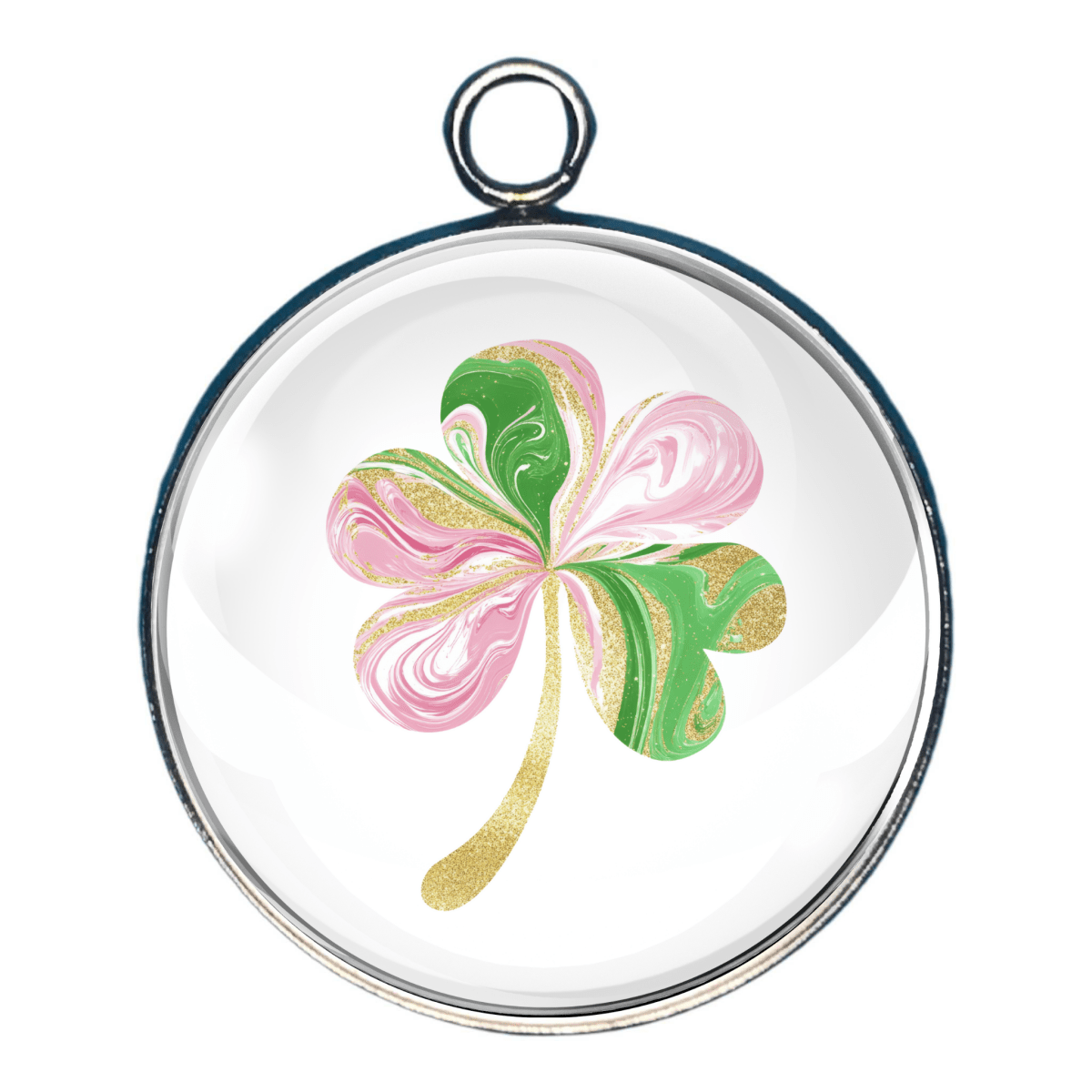 Shamrock / 4 Leaf Clover Glass Cabochon Charms