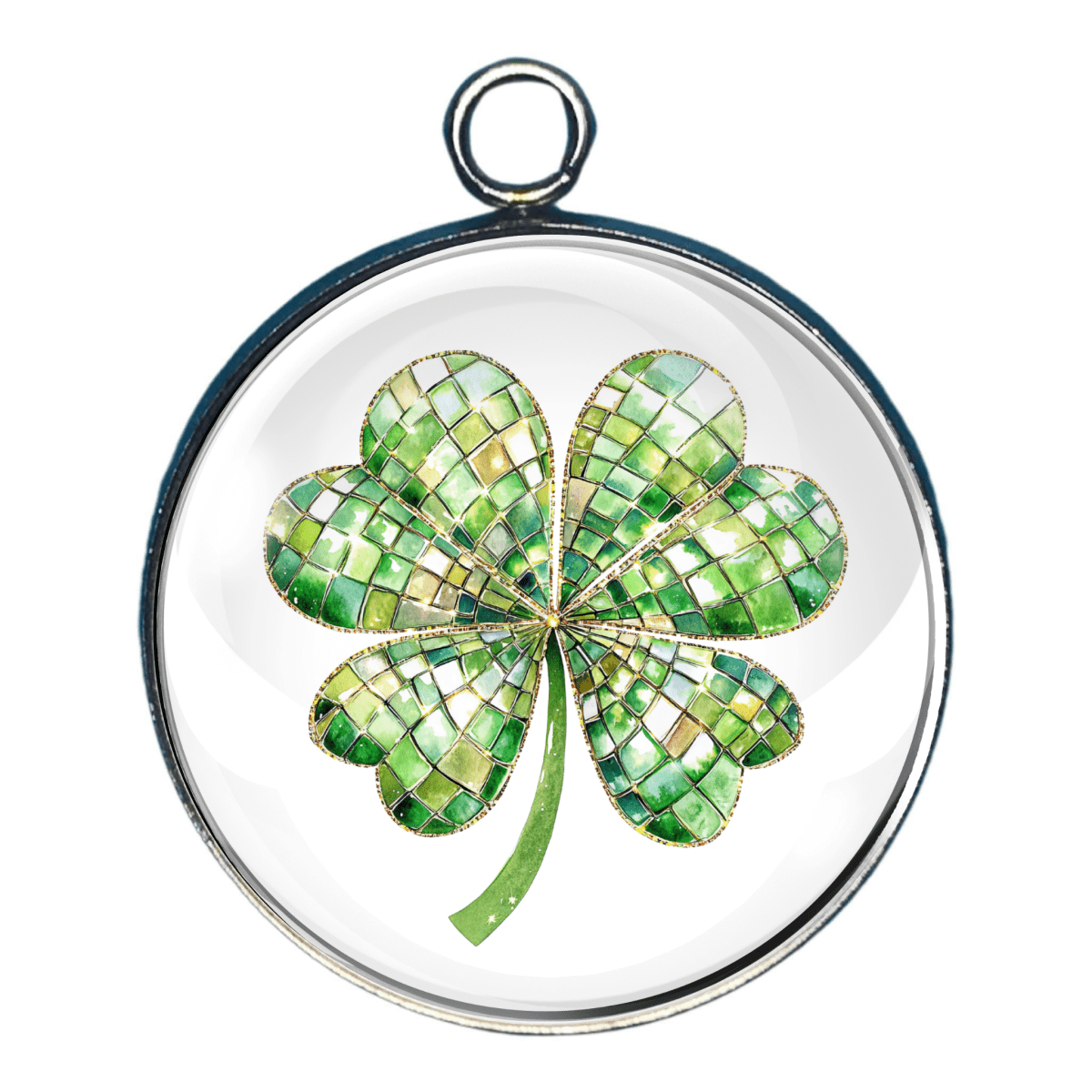 Shamrock / 4 Leaf Clover Glass Cabochon Charms