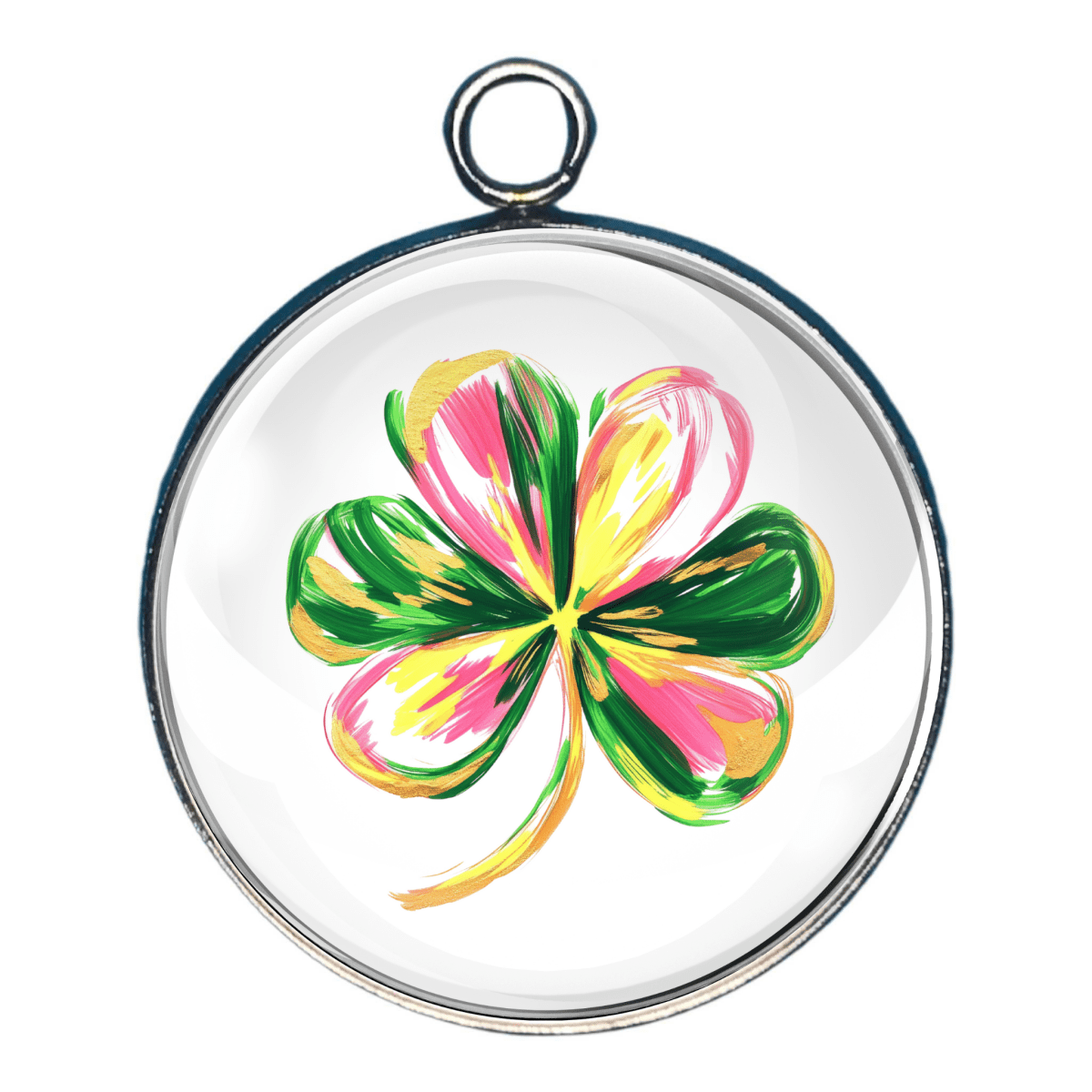 Shamrock / 4 Leaf Clover Glass Cabochon Charms