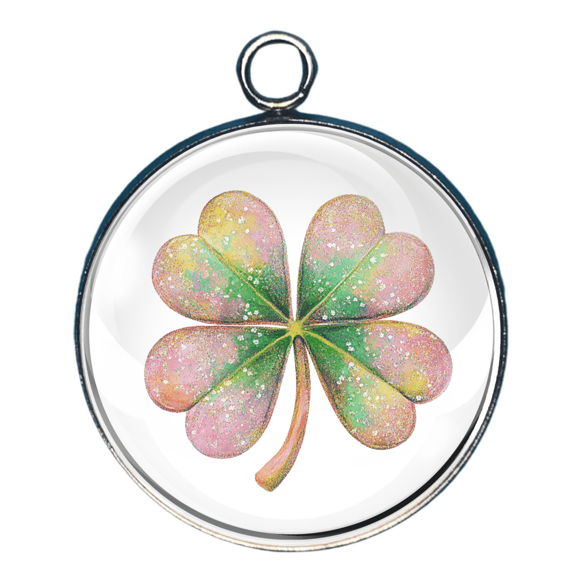 Shamrock / 4 Leaf Clover Glass Cabochon Charms