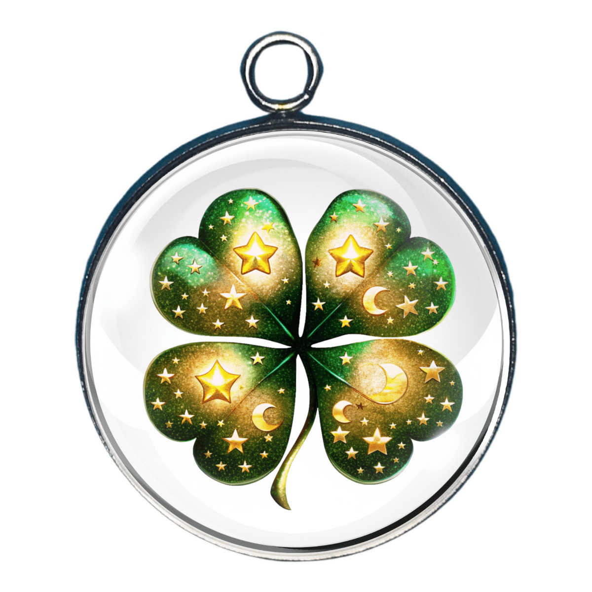Shamrock / 4 Leaf Clover Glass Cabochon Charms
