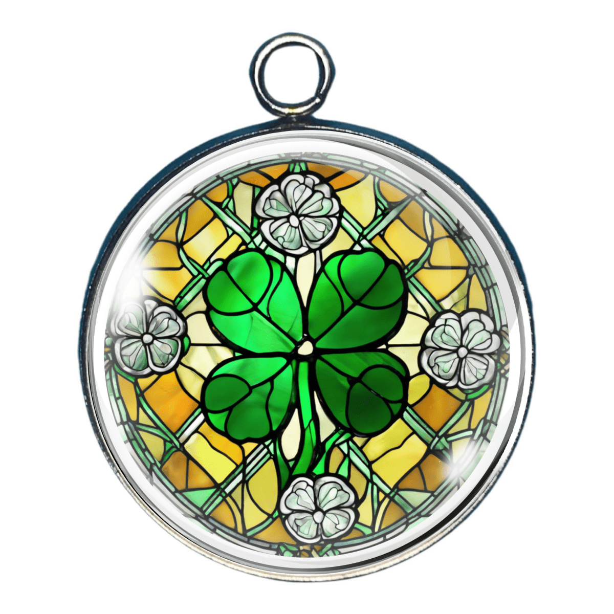 Shamrock / 4 Leaf Clover Glass Cabochon Charms