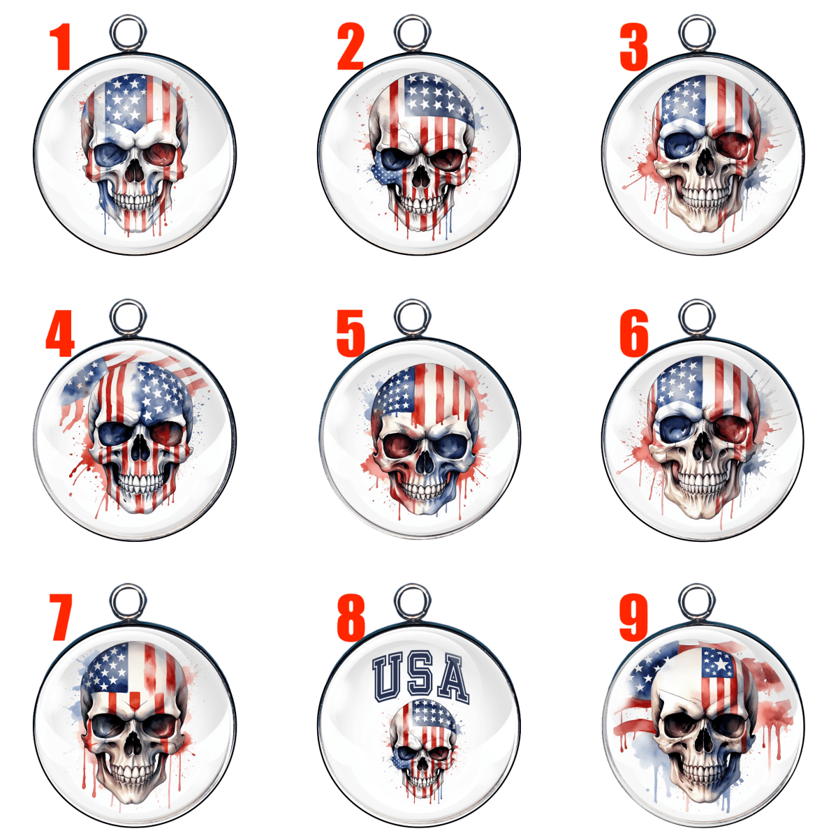 Skulls with Flag Charms – Bold & Versatile Handmade Jewelry Pieces