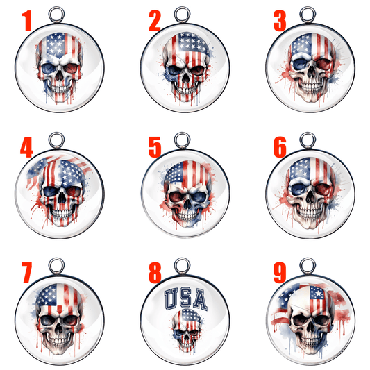 Skulls with Flag Charms – Bold & Versatile Handmade Jewelry Pieces