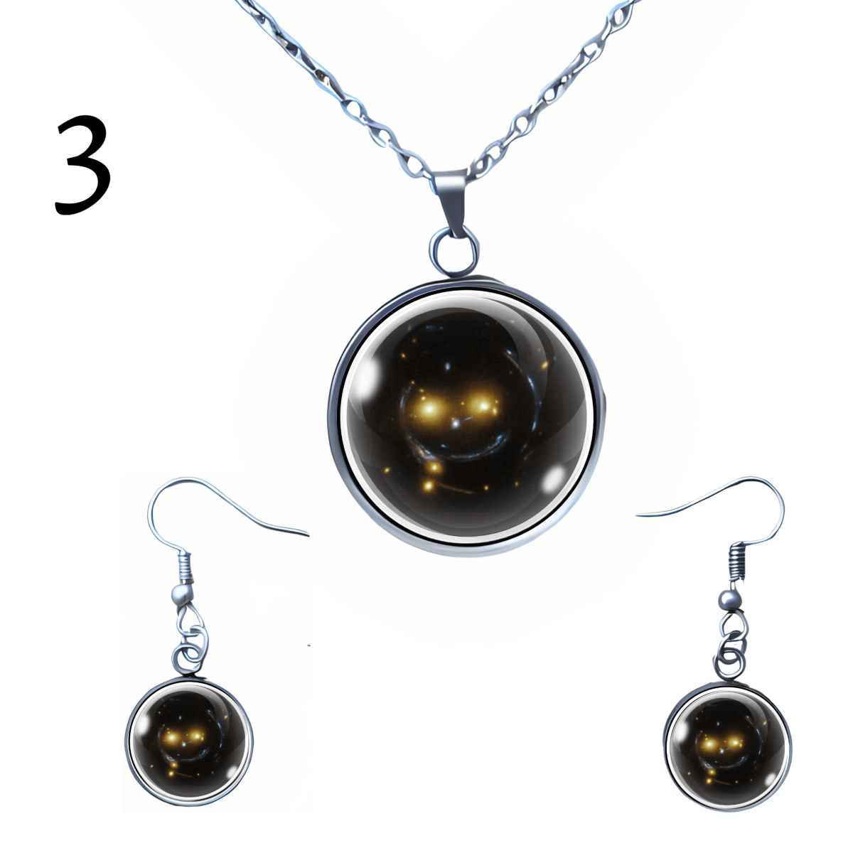 Smiley Face Galaxy Necklace & Earring Set