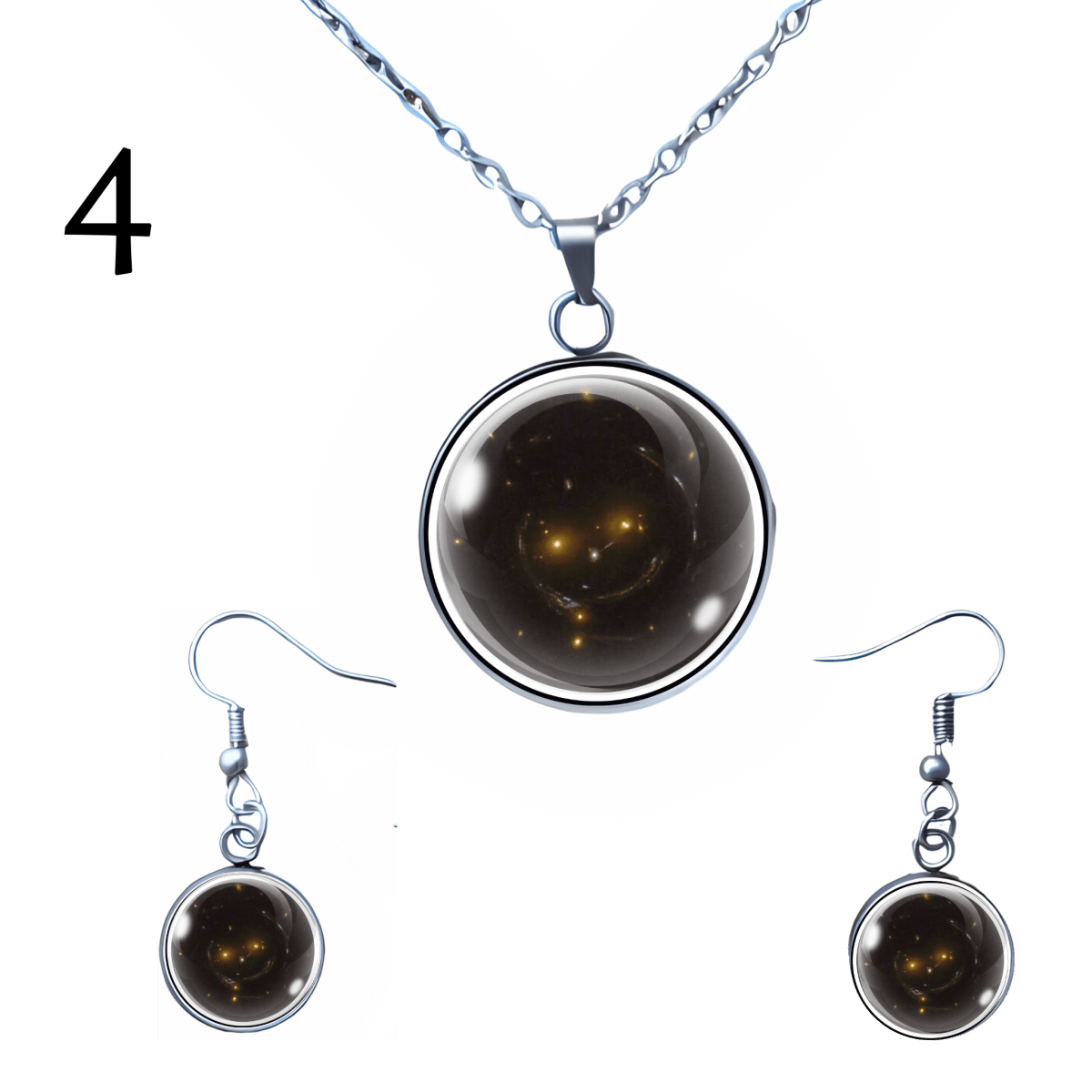 Smiley Face Galaxy Necklace & Earring Set