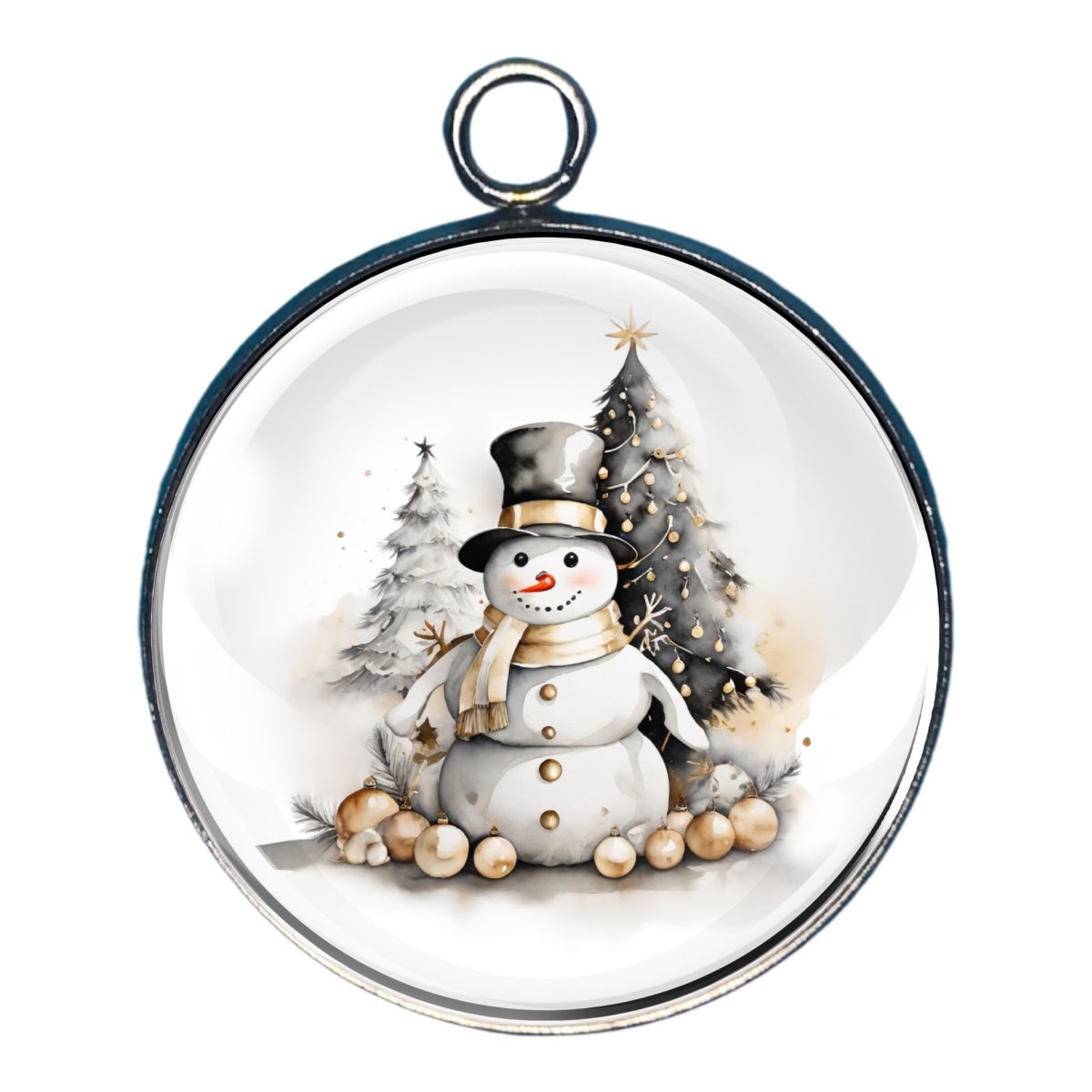 Charm of a snowman with a christmas tree