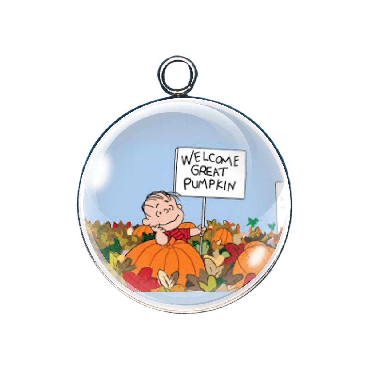 Linus holding "Welcome Great Pumpkin" sign