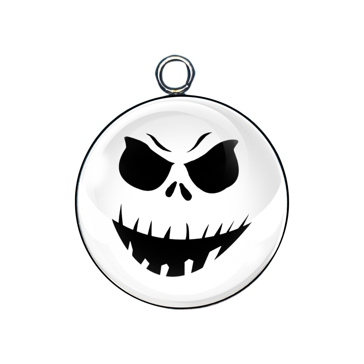 Wide toothy grin skull in black & white