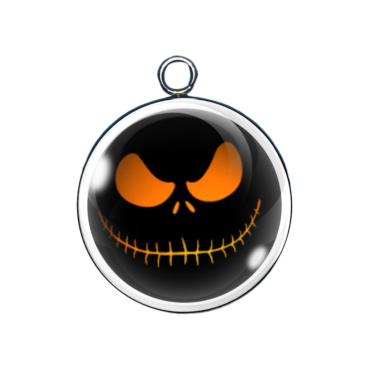 Orange-eyed jack-o-lantern grin