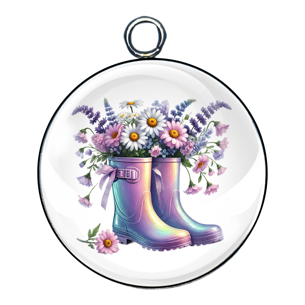 Spring Lavander Glass Cabochon Charms