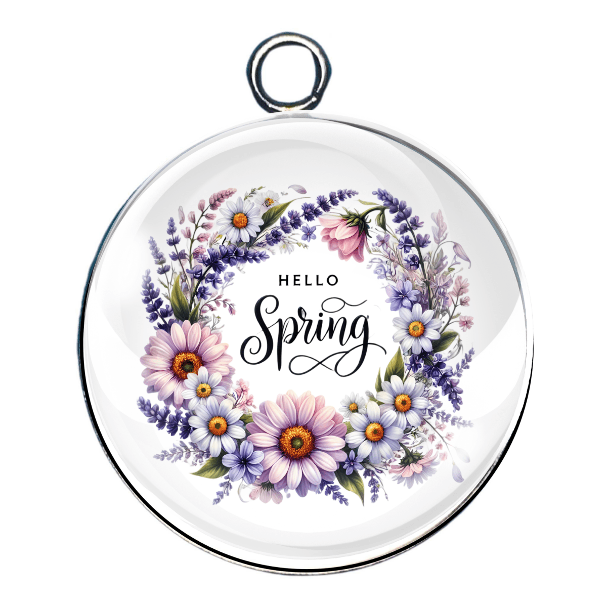 Spring Lavander Glass Cabochon Charms