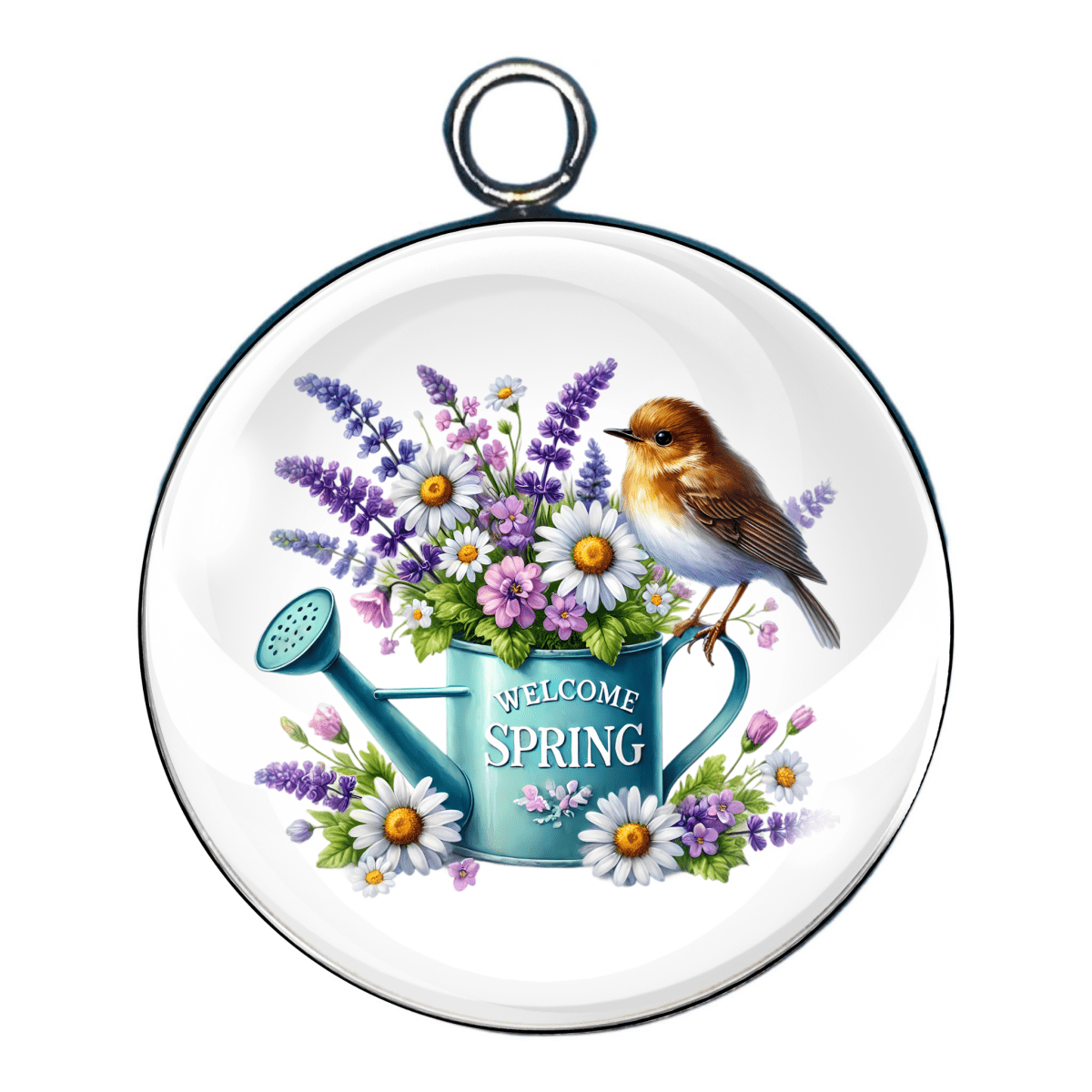 Spring Lavander Glass Cabochon Charms
