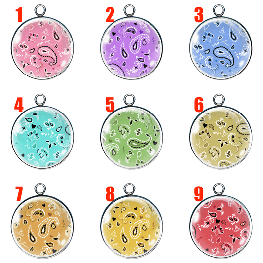 Spring Sass Paisley Glass Charms – Vibrant Never-Fade Stainless Steel Cabochons in 14mm, 18mm, 25mm – Silver or Gold Base