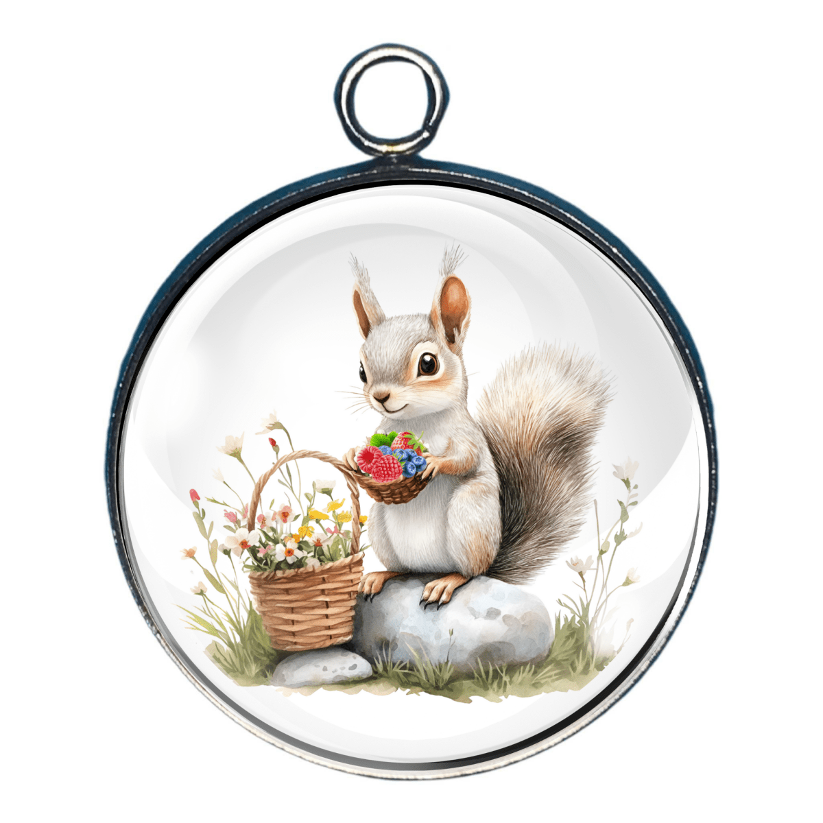 Spring Squirrel Glass Cabochon Charms