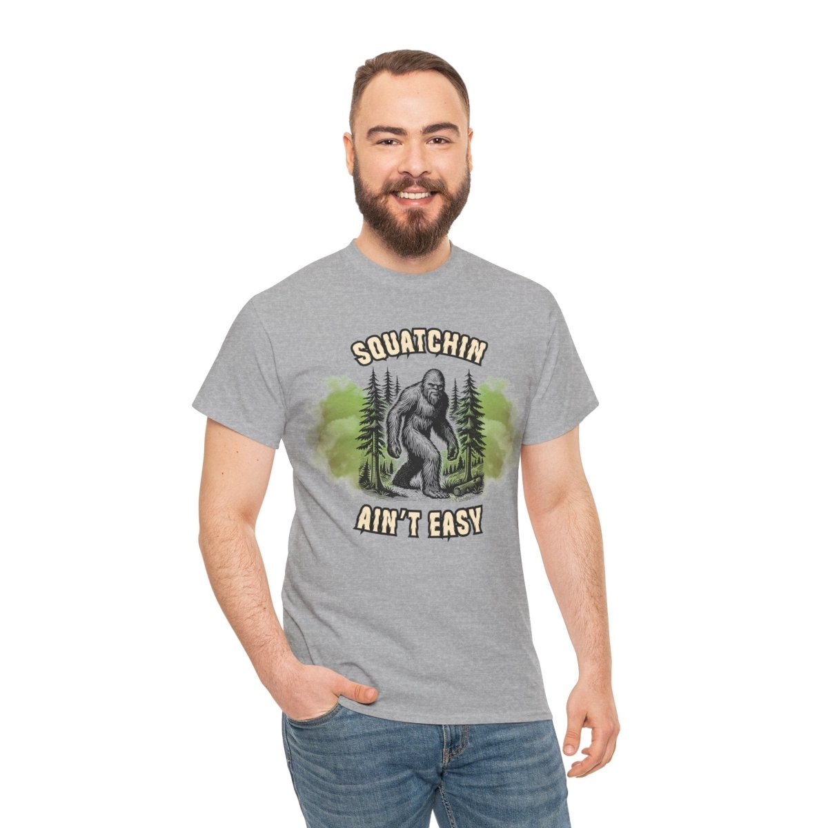 Squatchin' Ain't Easy Tee, Bigfoot T-Shirt, Nature Lover Gift, Outdoor Adventure