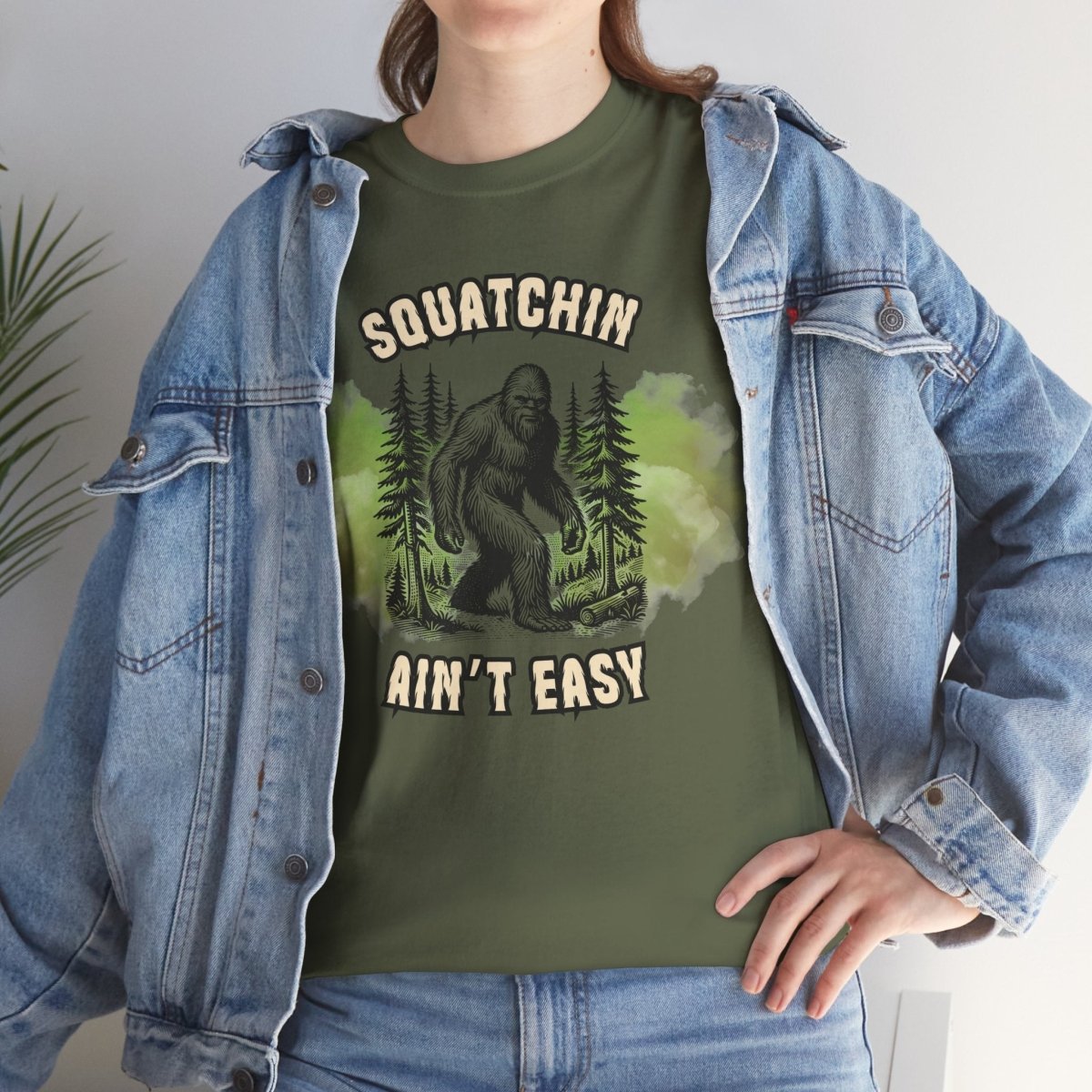 Squatchin' Ain't Easy Tee, Bigfoot T-Shirt, Nature Lover Gift, Outdoor Adventure