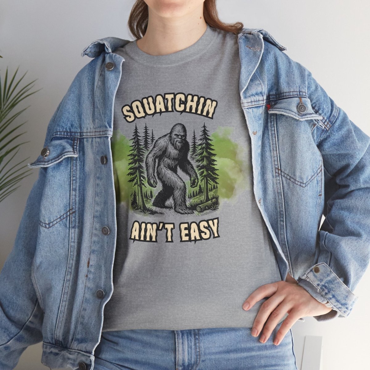 Squatchin' Ain't Easy Tee, Bigfoot T-Shirt, Nature Lover Gift, Outdoor Adventure