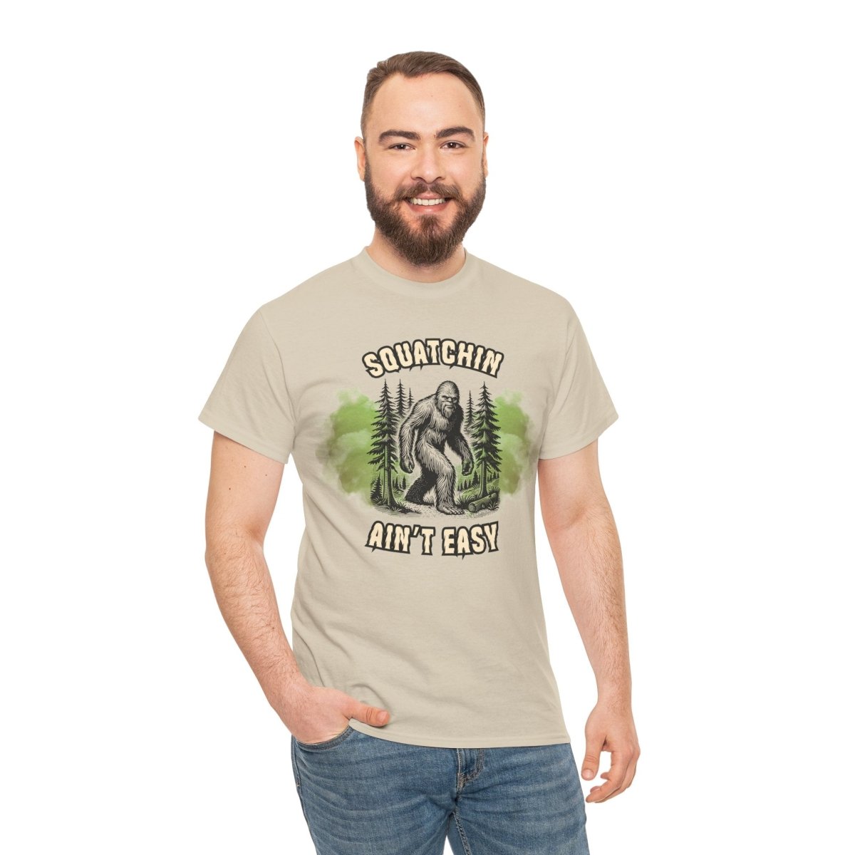 Squatchin' Ain't Easy Tee, Bigfoot T-Shirt, Nature Lover Gift, Outdoor Adventure