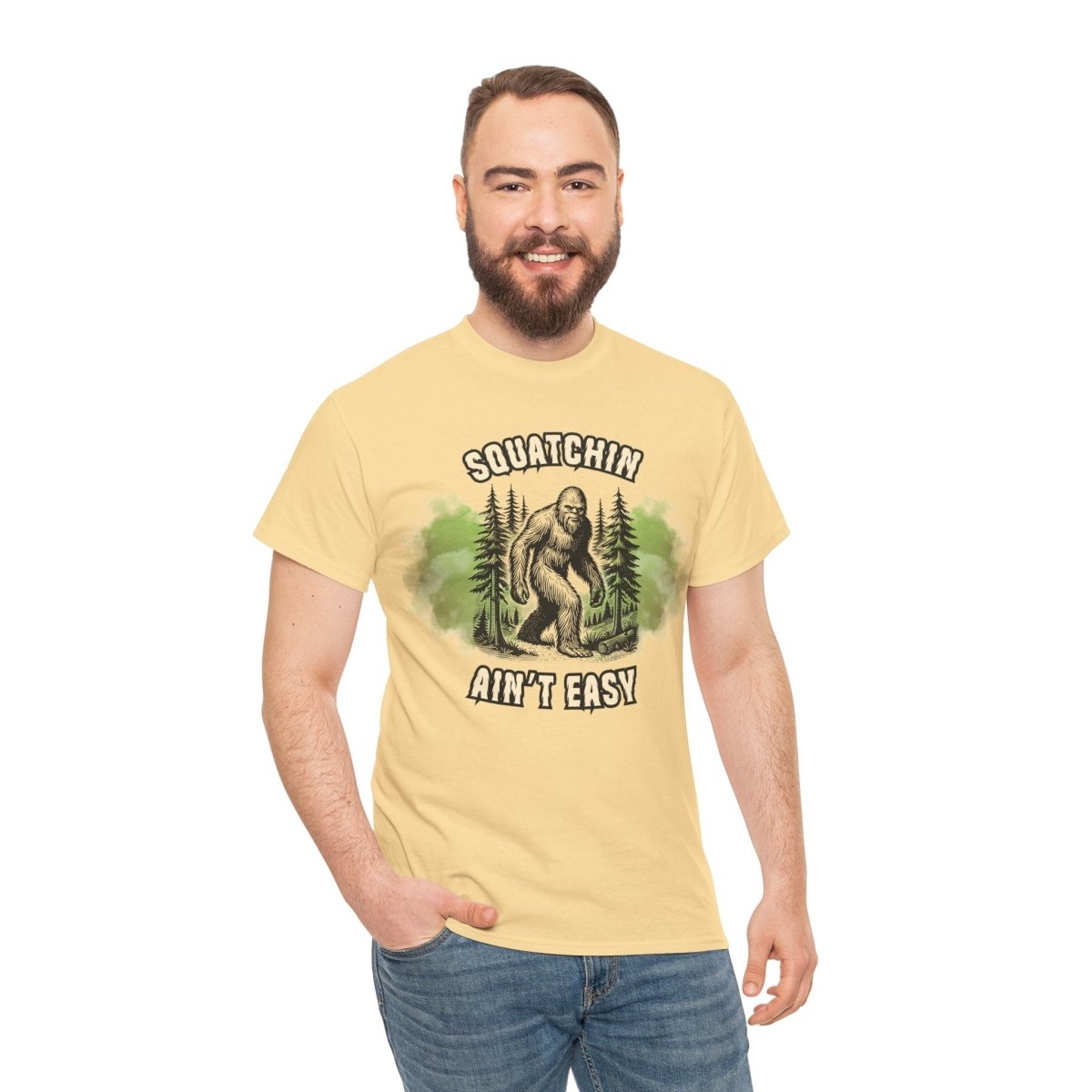 Squatchin' Ain't Easy Tee, Bigfoot T-Shirt, Nature Lover Gift, Outdoor Adventure