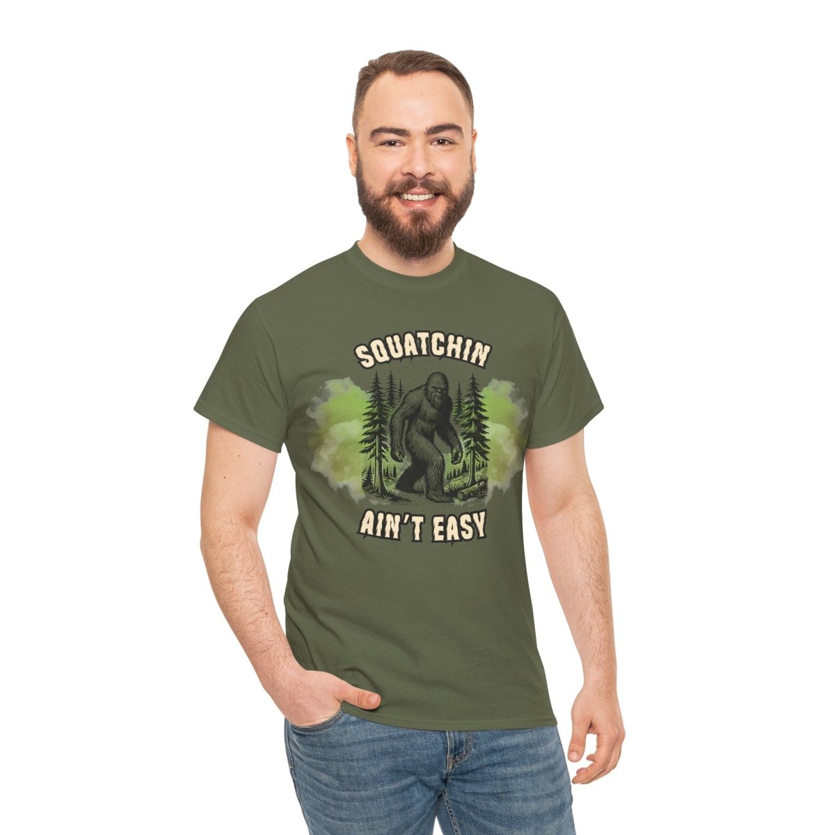 Squatchin' Ain't Easy Tee, Bigfoot T-Shirt, Nature Lover Gift, Outdoor Adventure