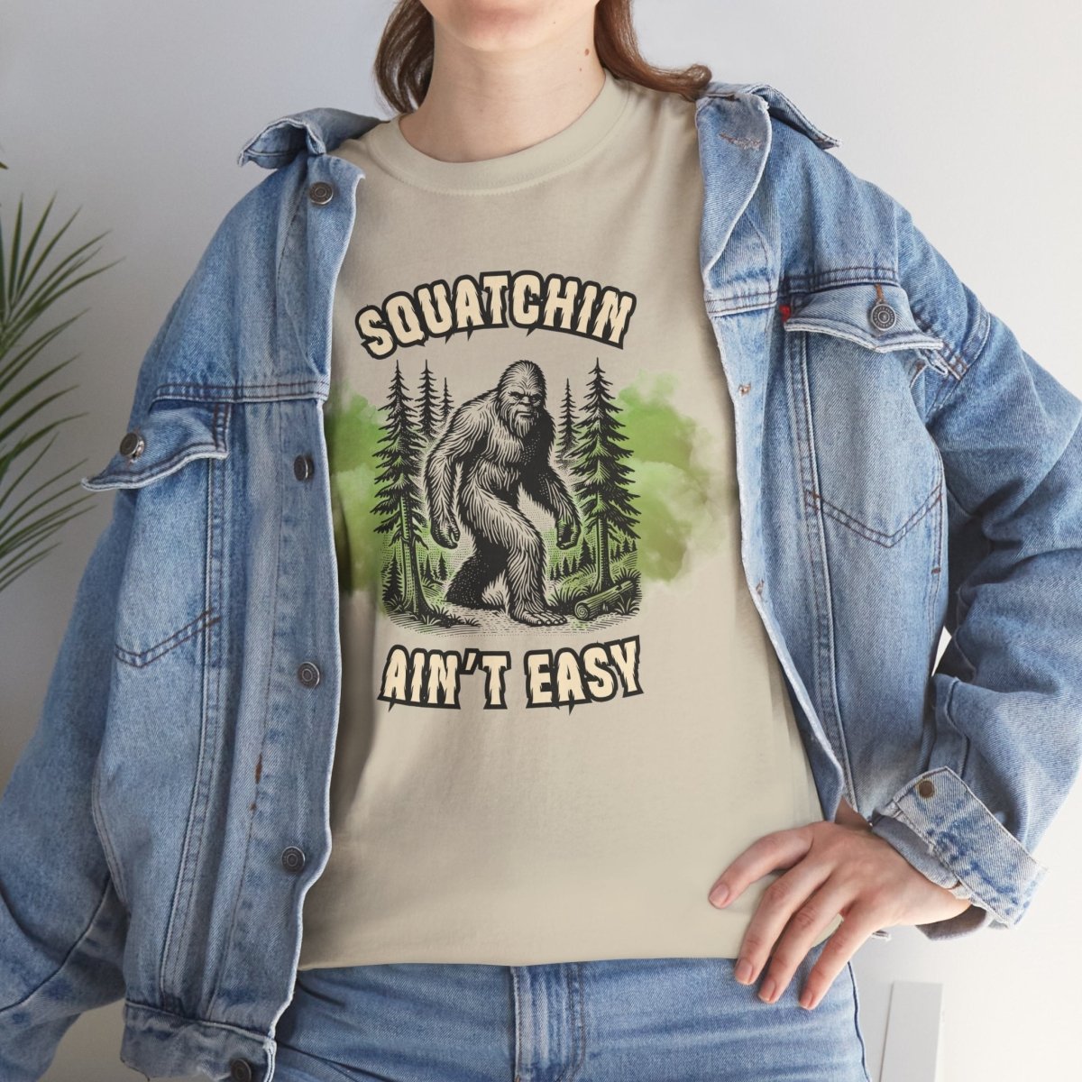 Squatchin' Ain't Easy Tee, Bigfoot T-Shirt, Nature Lover Gift, Outdoor Adventure