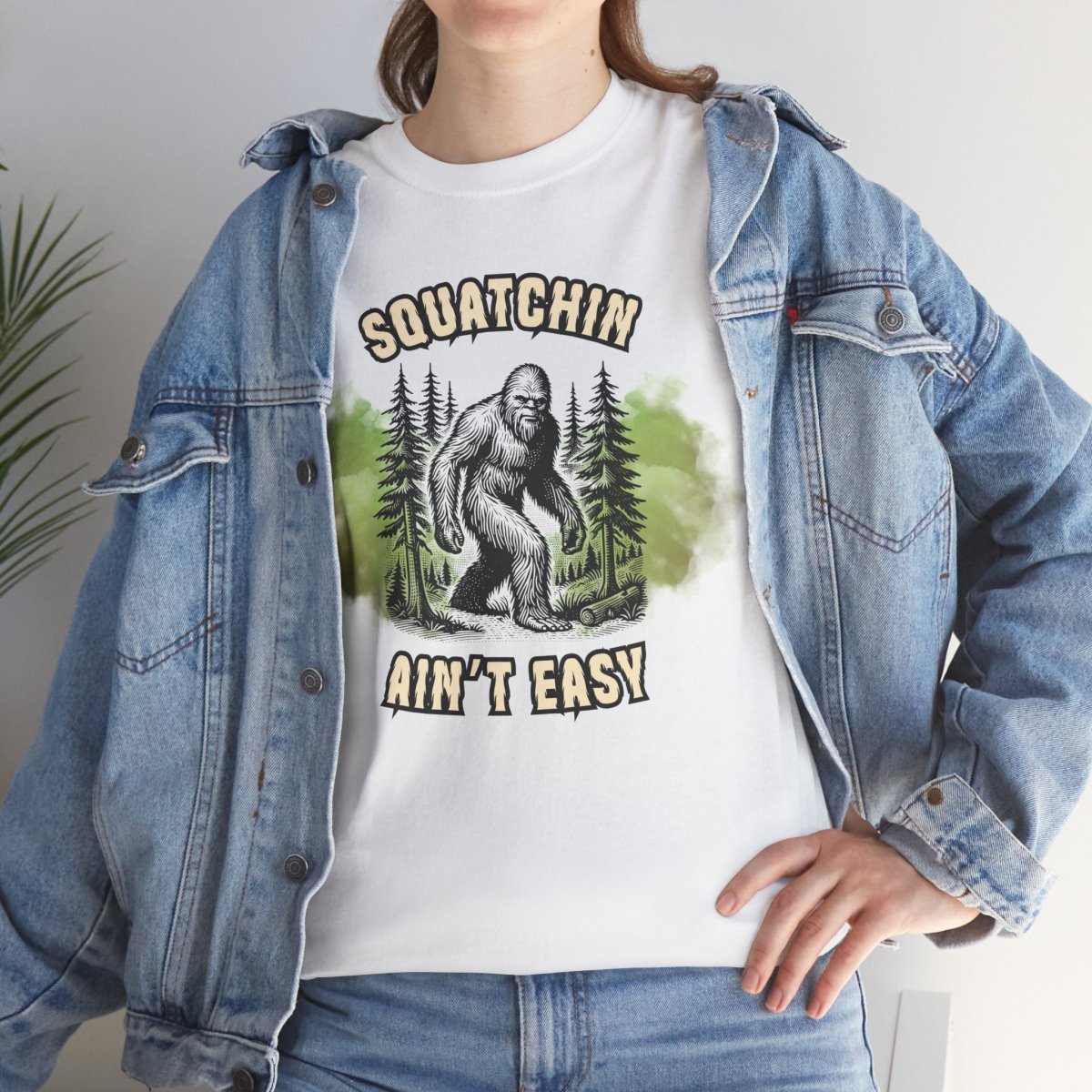 Squatchin' Ain't Easy Tee, Bigfoot T-Shirt, Nature Lover Gift, Outdoor Adventure