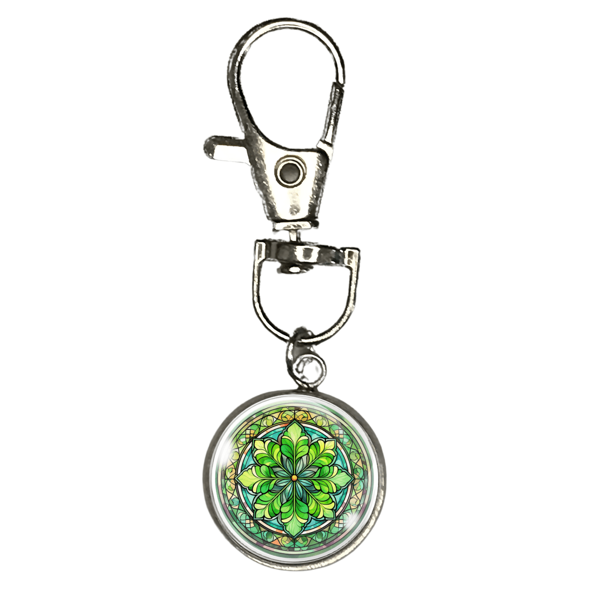 stained glass clover zipper pull
