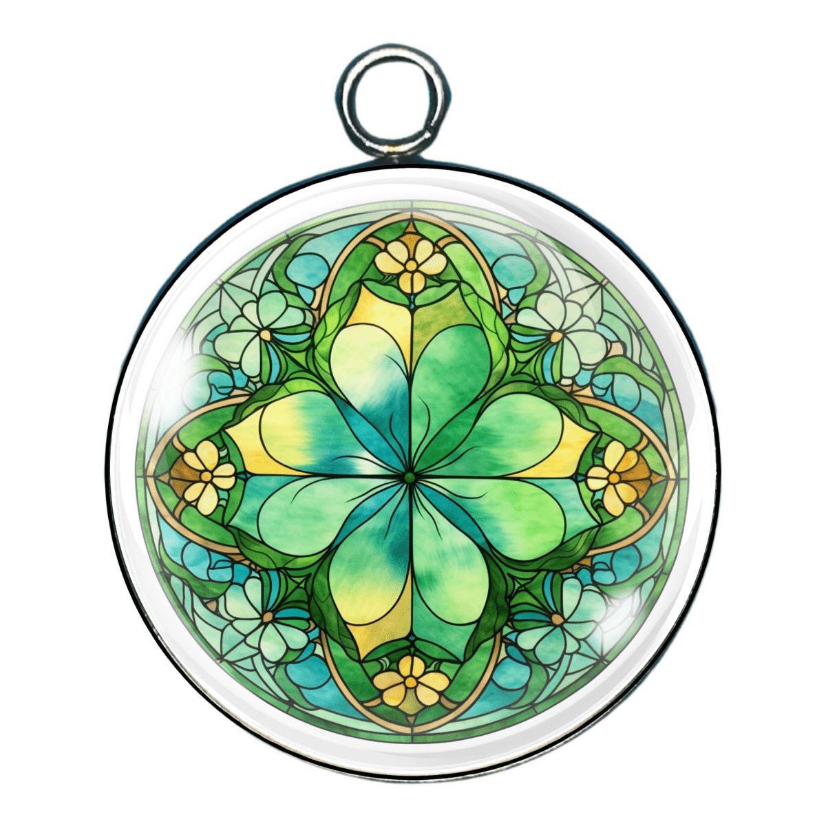 Stained Glass Clovers Glass Cabochon Charms