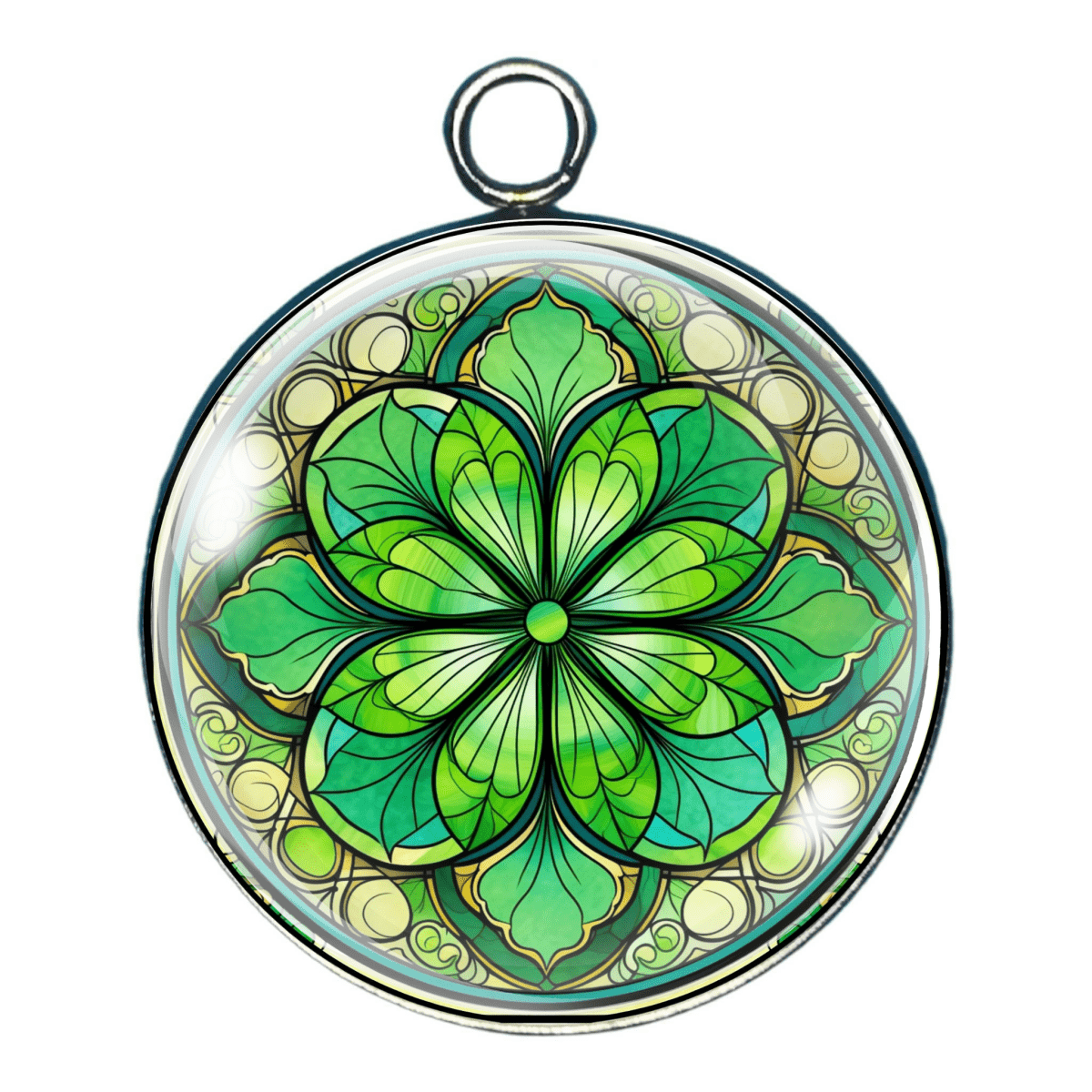 Stained Glass Clovers Glass Cabochon Charms