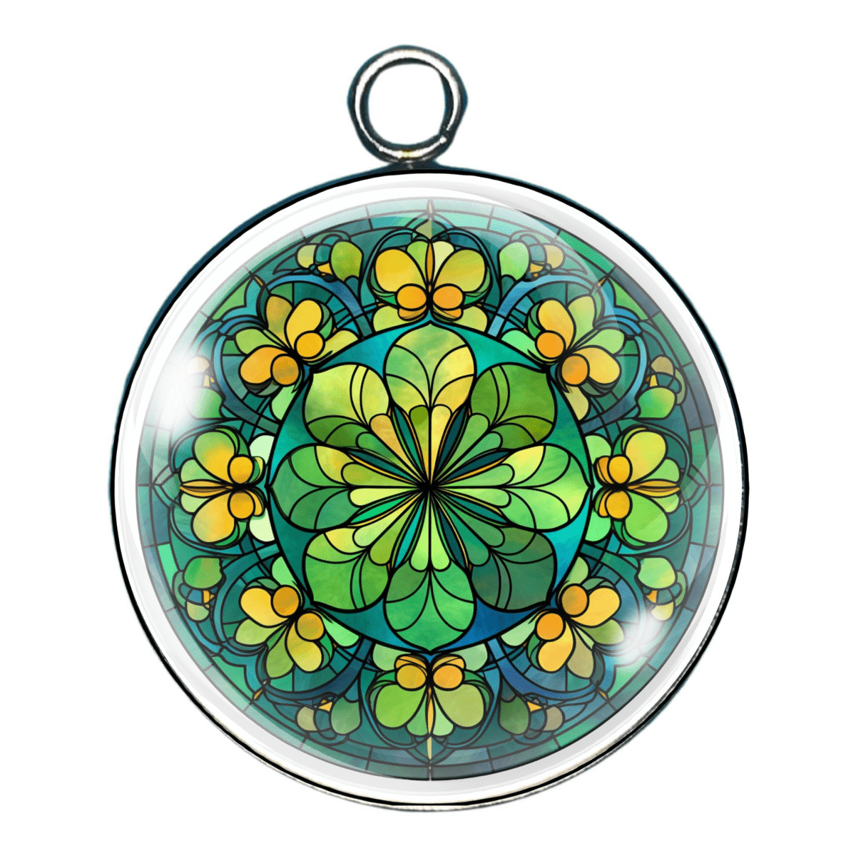 Stained Glass Clovers Glass Cabochon Charms