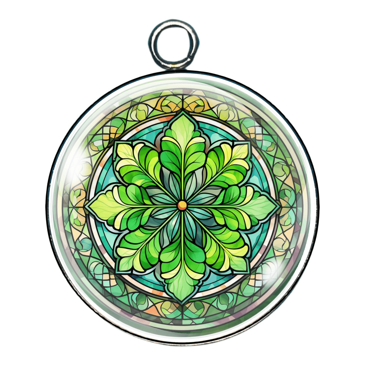 Stained Glass Clovers Glass Cabochon Charms